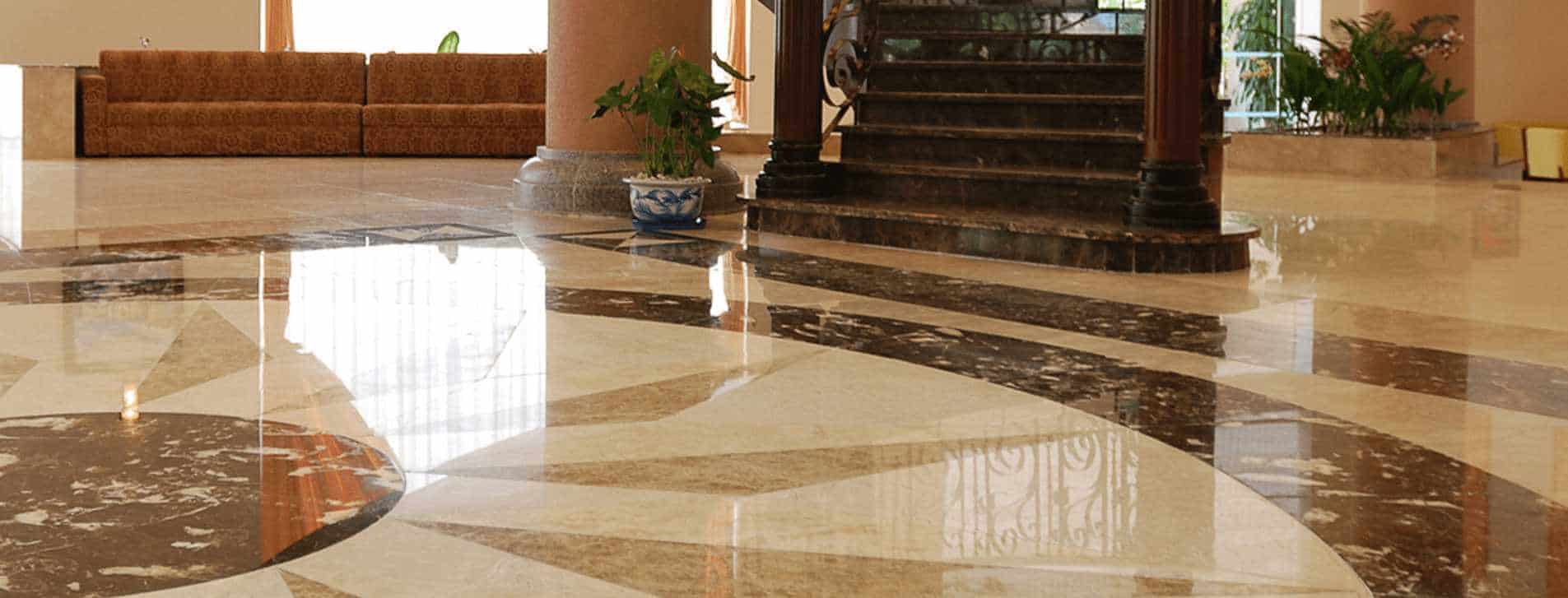 banner Polished marble hotel floor